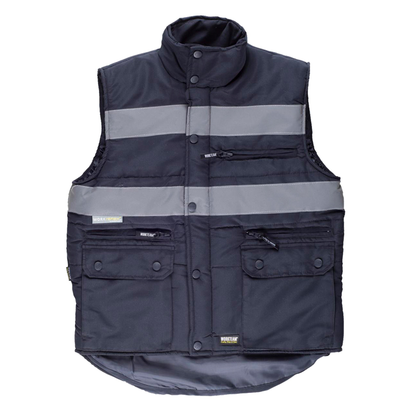 Chaleco Acolchado de Cuello Alto con Cintas Reflectantes